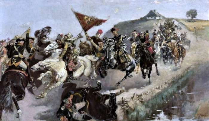 Wacław Pawliszak, Potyczka konfederatów barskich z Rosjanami. Domena publiczna, Wikimedia Commons.